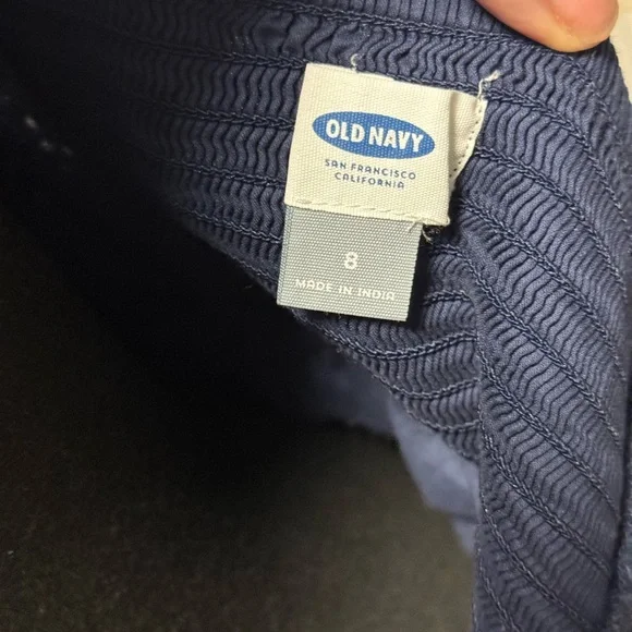 Old Navy Strapless Navy Eyelet Mini Dress | Smocked Summer Tube Dress | Size 8 - Picture 6 of 9